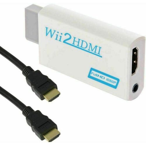 Adaptateur Wii vers HDMI Adaptateur convertisseur HD 1080P/720P avec prise audio stéréo 3,5 mm + câble HDMI 1,5 m (Blanc)-