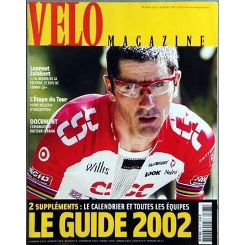 Velo Magazine N° 383 Du 01/02/2002 - Laurent Jalabert - Votre Bulletin D'inscription - L'enigmatique Dr Ferrari - Le Guide 2002