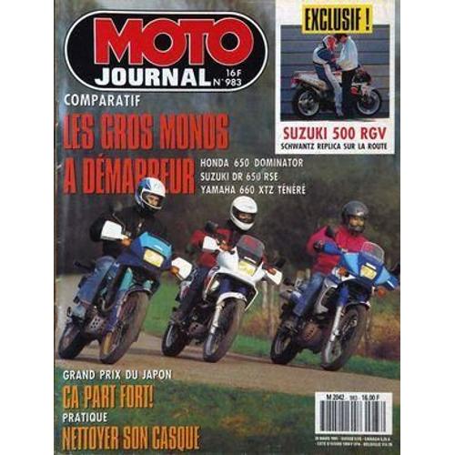 Moto Journal N° 983 Du 28/03/1991 - Exclusif : Suzuki 500 Rgv. Schwantz Replica Sur La Route. Comparatif : Les Gros Monos A Demarreur : Honda 650 Dominator. Suzuki Dr 650 Rse. Yamaha Xtz Tenere. Grand Prix Du Japon : Ca Part Fort !