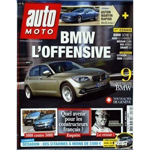 Auto Moto N° 175 Du 01/03/2010 - Bmw L'offensive - Aston Martin Rapide - Bmw Serie 5 - Audi A3 Cabriolet - Nissan Cube - Kia Venga - Smart Ed - Citroen Ds 3 - Mini Cooper - 9 Nouvelles Bmw - Quel Avenir Pour Les Constructeurs Francais - 3008 Contr...