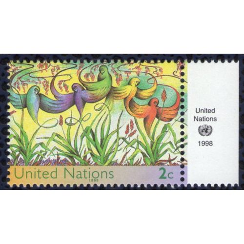 Nations Unies 1998 Onu Neuf 2 Cents Bord De Feuille