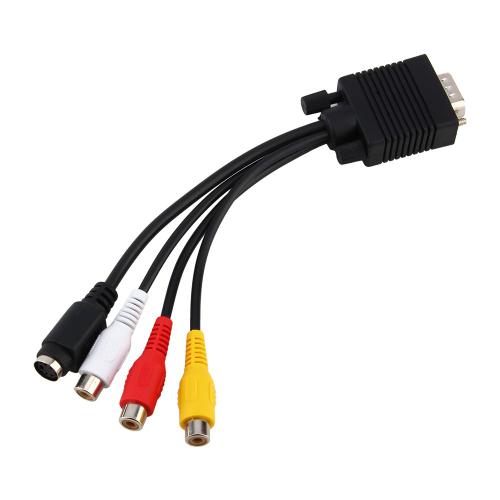 Adaptateur VGA SVGA vers S vidéo 3 RCA AV TV câble de connecteur convertisseur pour PC portable