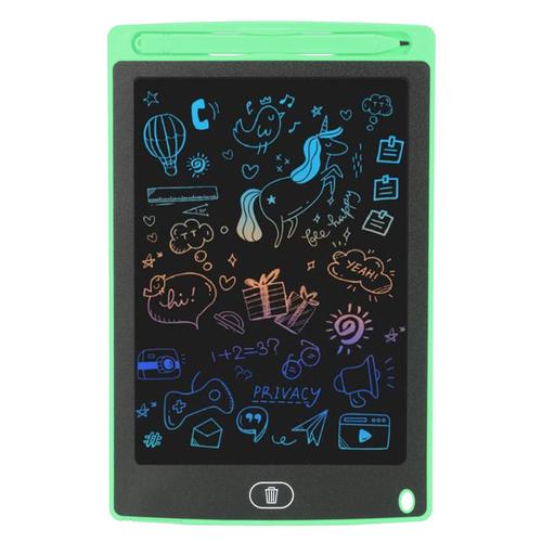 Tablette d'écriture LCD de 8,5 pouces, tablette de dessin colorée pour enfants, planche à gribouiller colorée, jouet pour filles et garçons de 1 à 10 ans, vert