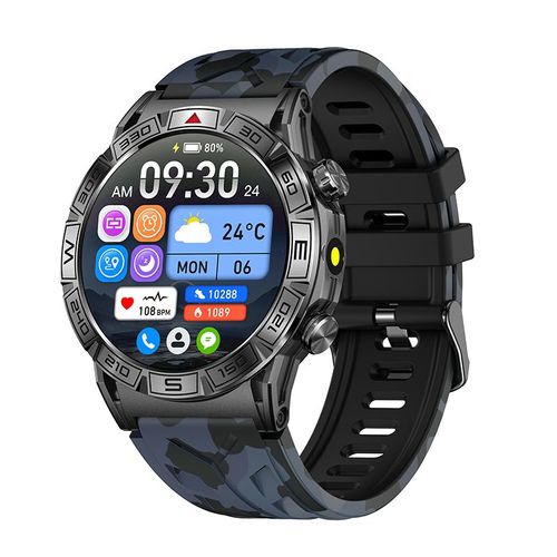 Rainbuvvy Kc80 Smartwatch 1.43 Pouces Bluetooth Appel Frequence Cardiaque Surveillance Du Sommeil Sante Tracker Etape 450mah Montre De Sport Montre Pour Hommes Noir Camouflage