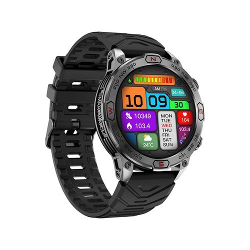 Rainbuvvy Kc86 Smartwatch 1.43 Pouces Montre De Sport Bluetooth Appel Surveillance Frequence Cardiaque Surveillance Du Sommeil Sante Tracker Step 450mah Noir