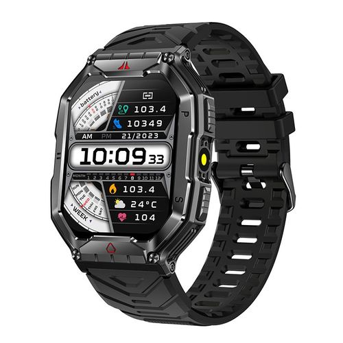 Rainbuvvy Kr82 Montre Intelligente 2,1 Pouces 107 Modes D'exercice Bluetooth Surveillance D'appel Frequence Cardiaque Surveillance Du Sommeil Tracker De Sante Step 650mah Noir