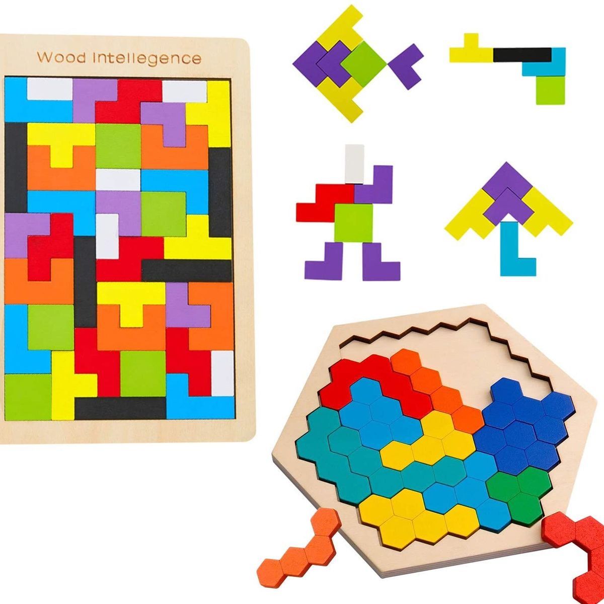 Tetris Tangram Puzzles En Bois Jouets D'apprentissage Didact...