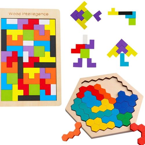 Tetris Tangram Puzzles En Bois Jouets D'apprentissage Didactique Pcs Intelligence Goodnice