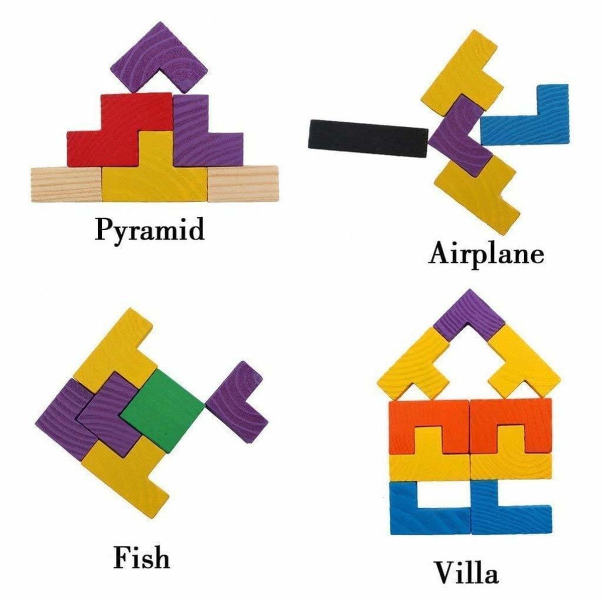 Tetris Tangram Puzzles En Bois Jouets D'apprentissage Didact... - 5