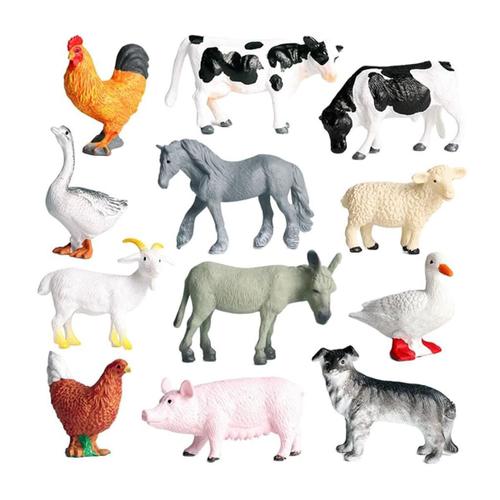 Ensemble De Figurines D'animaux De La Ferme, 12 Pièces, Cochon, Chien, Vache, Mouton Goodnice