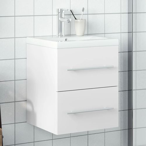 vidaXL Armoire lavabo de salle de bain avec bassin intégré blanc