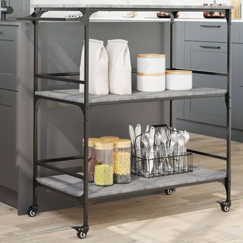 vidaXL Chariot de cuisine sonoma gris 100,5x50x105cm bois d'ingénierie