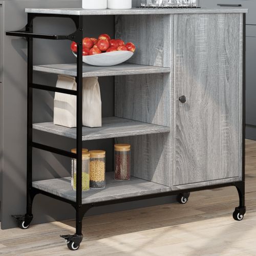 vidaXL Chariot de cuisine sonoma gris 87,5x38,5x84,5cm bois ingénierie