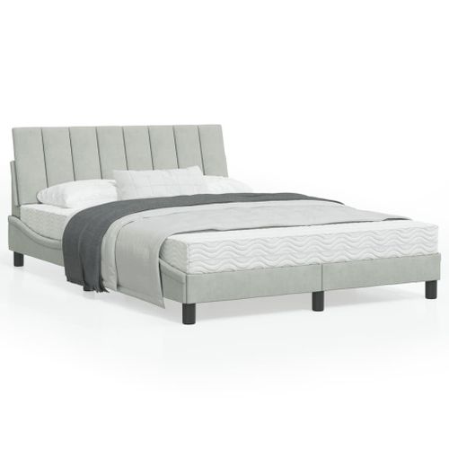 Vidaxl Cadre De Lit Avec Lumières Led Gris Clair 120x200 Cm Velours