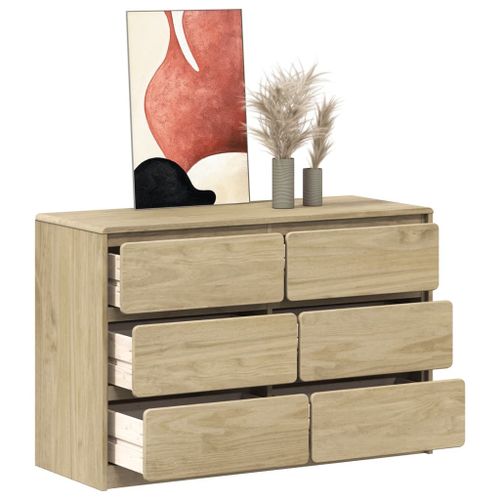 Vidaxl Commode Sauda Chêne 111x43x73,5 Cm Bois De Pin Massif