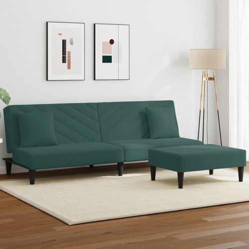 Vidaxl Ensemble De Canapés 2 Pcs Avec Coussins Vert Foncé Velours