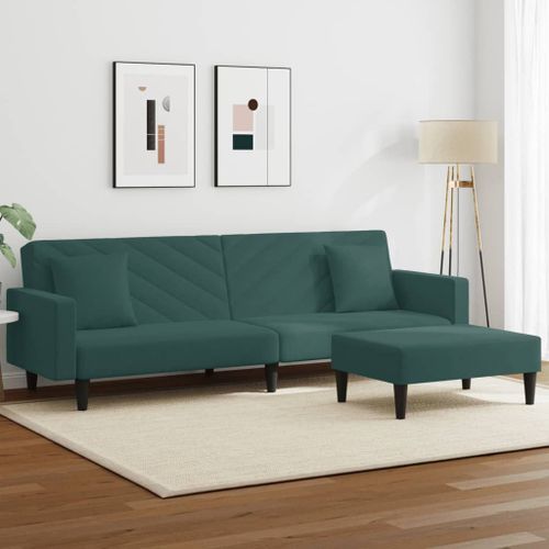 Vidaxl Ensemble De Canapés 2 Pcs Avec Coussins Vert Foncé Velours