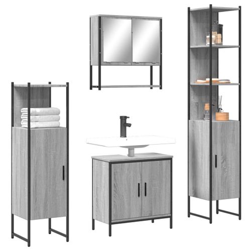 Vidaxl Ensemble De Meubles De Salle De Bain 4 Pcs Sonoma Gris