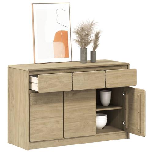 Vidaxl Buffet Sauda Chêne 114x43x75,5 Cm Bois Massif De Pin