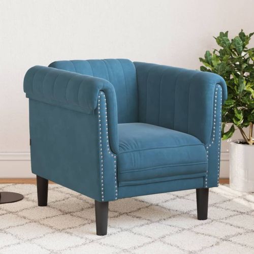Vidaxl Fauteuil Bleu Velours