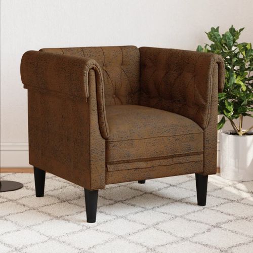 Vidaxl Fauteuil Chesterfield Marron Tissu