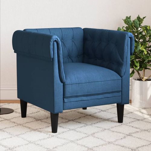 Vidaxl Fauteuil Chesterfield Bleu Tissu