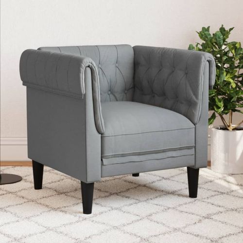 Vidaxl Fauteuil Chesterfield Gris Clair Tissu