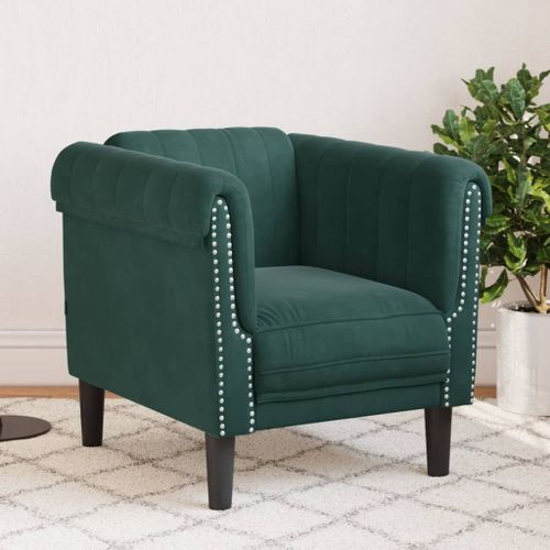 Vidaxl Fauteuil Vert Foncé Velours