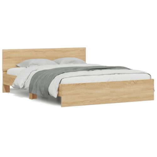 Vidaxl Cadre De Lit Avec Tête De Lit Et Led Chêne Sonoma 150x200 Cm