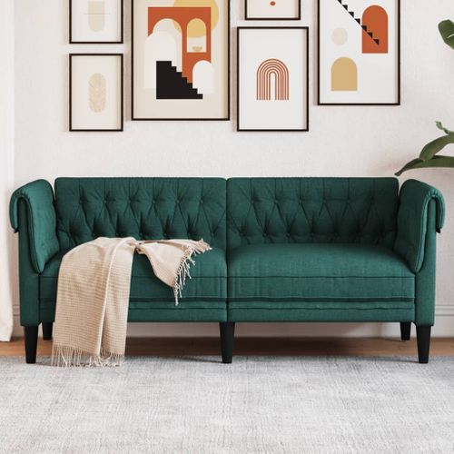 Vidaxl Canapé Chesterfield 2 Places Vert Foncé Tissu