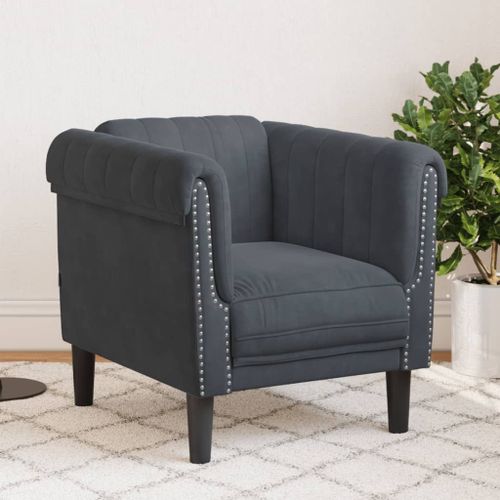 Vidaxl Fauteuil Gris Foncé Velours