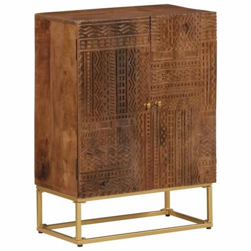 Vidaxl Buffet Noir 55x30x76 Cm Bois Massif De Manguier Et Fer