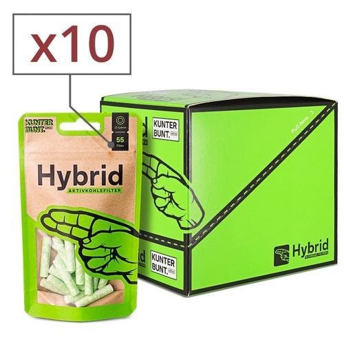 10 sachets de 55 filtres hybrid green au charbon actif