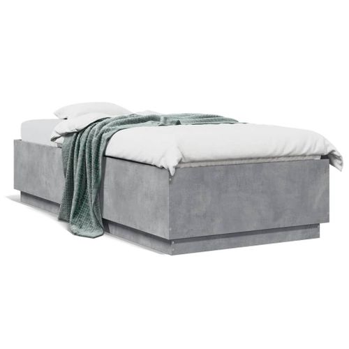 Vidaxl Cadre De Lit Avec Lumières Led Gris Béton 100x200 Cm