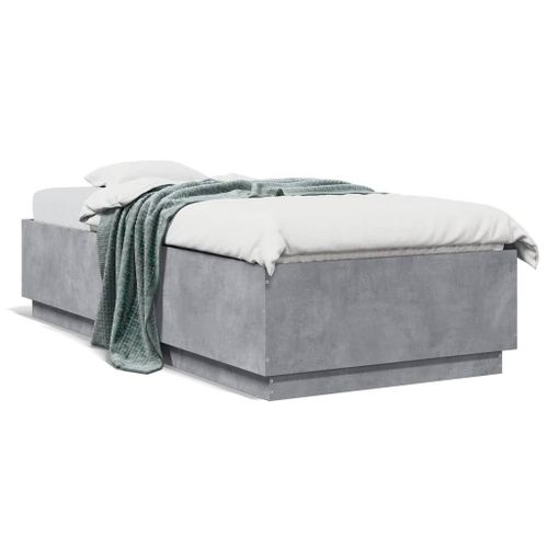 Vidaxl Cadre De Lit Avec Lumières Led Gris Béton 90x200 Cm