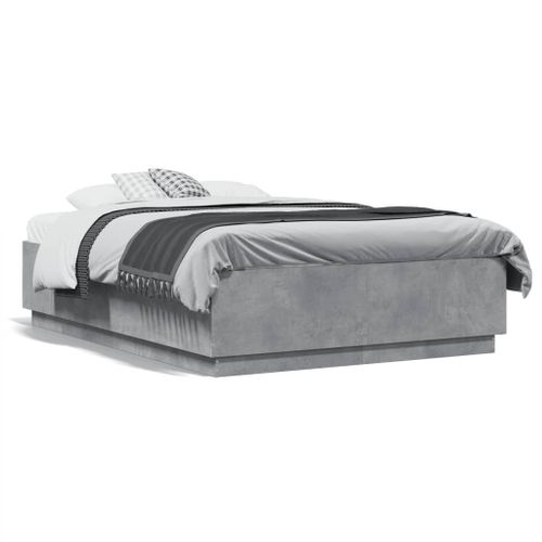 Vidaxl Cadre De Lit Avec Lumières Led Gris Béton 120x190 Cm