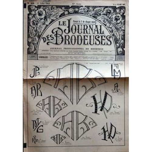 Journal Des Brodeuses (Le) N° 808 Du 01/07/1962 - Soubasement Pour Drap - Service De Table - Oiseaux Pour Nappe - Garniture Taie - Parure Berceau   - Alphabets Pour Draps - Pour Nappe -  Pour Lingerie  - Pour Mouchoirs -  Ecussons