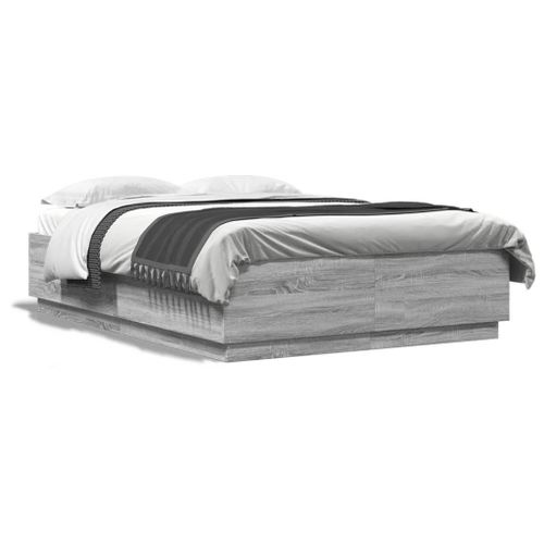 Vidaxl Cadre De Lit Avec Lumières Led Sonoma Gris 160x200 Cm