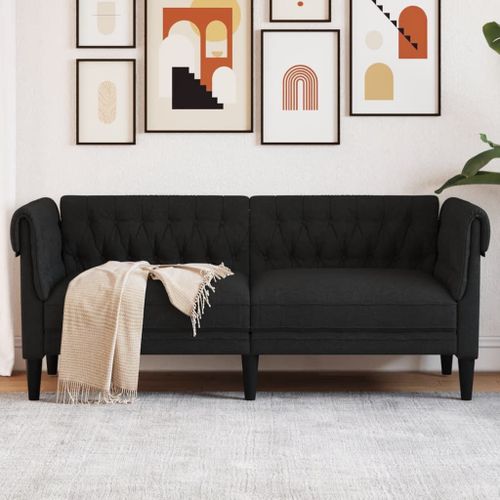 Vidaxl Canapé Chesterfield 2 Places Noir Tissu