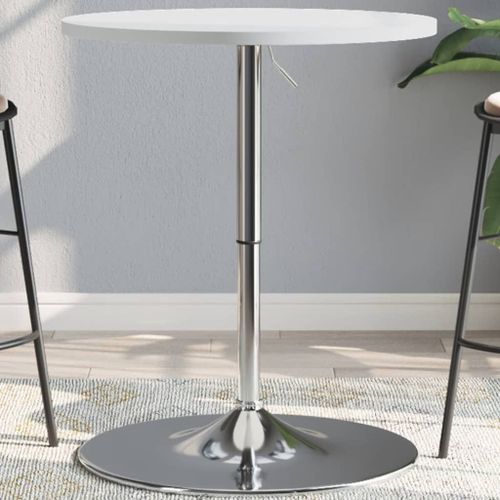 Vidaxl Table De Bar Blanc 60x60x90cm Bois D'ingénierie Et Acier Chromé