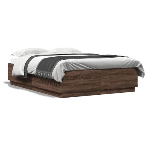 Vidaxl Cadre De Lit Avec Lumières Led Chêne Marron 120x200 Cm