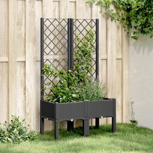 Vidaxl Jardinière Avec Treillis Noir 80x40x142 Cm Pp