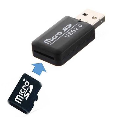 Clé USB 2.0 Lecteur Adaptateur Micro Carte SD - Noir