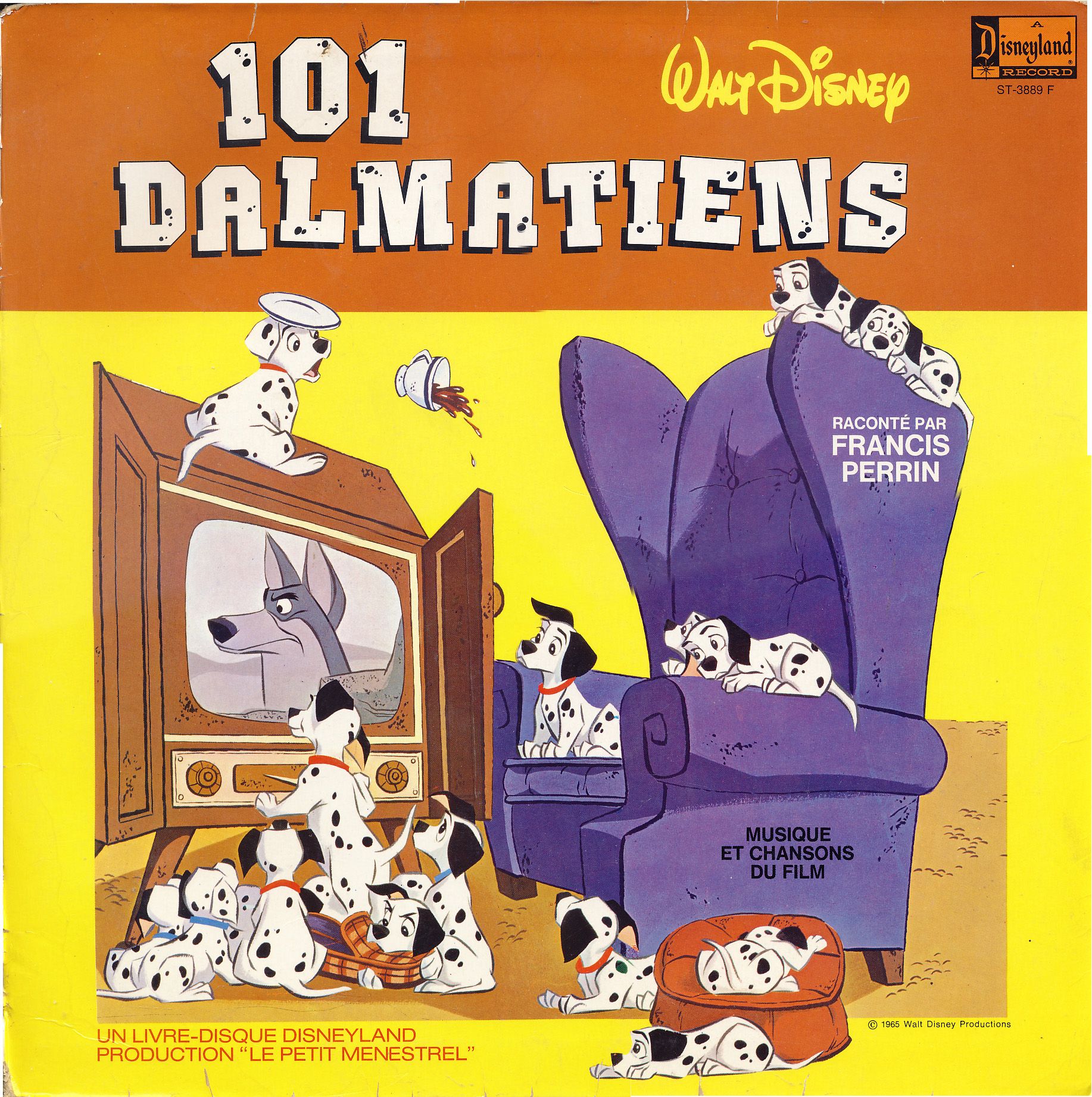 "101 Dalmatiens" Raconté Par Francis Perrin (Dysneyland Record St 3889 F)