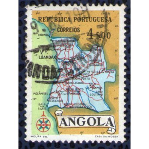 Angola 1955 Oblitéré Rond Used Carte Géographique Mappe 4 Escudos