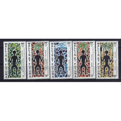 Wallis Et Futuna 1991 : Traditions : La Danse Des Guerriers - Série Entière De 5 Timbres De 285 F. Neufs **