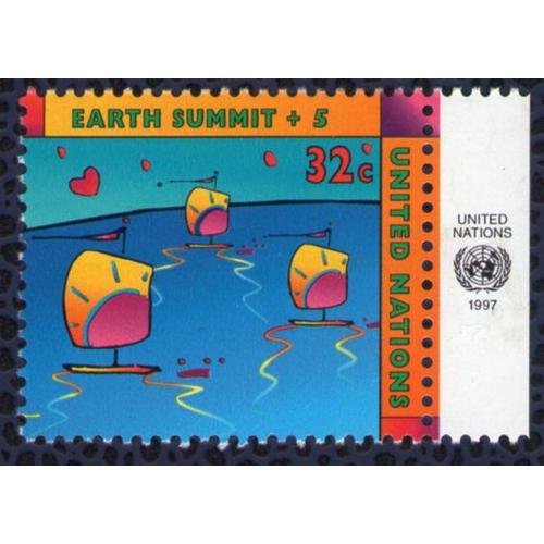 Nations Unies 1997 Onu Neuf Peter Max Earth Summit Sommet De La Terre Bord De Feuille