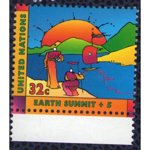 Nations Unies 1997 Onu Neuf Peter Max Earth Summit Sommet De La Terre Bord De Feuille