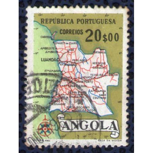 Angola 1955 Oblitéré Rond Used Carte Géographique Mappe 20 Escudos