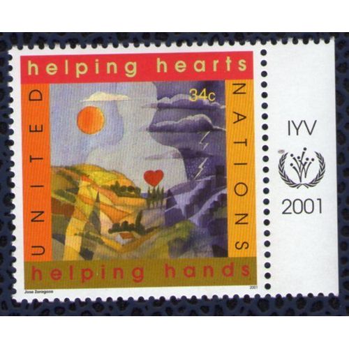Nations Unies 2001 Onu Neuf Helping Hearts Helping Hands Bord De Feuille